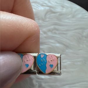 Best friends heart Italian charm link